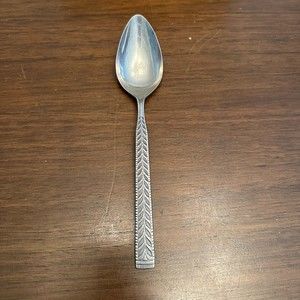 Vintage Towle Supreme Serving Spoon TWS116 Stainless Steel Chevron Leaf Japan
